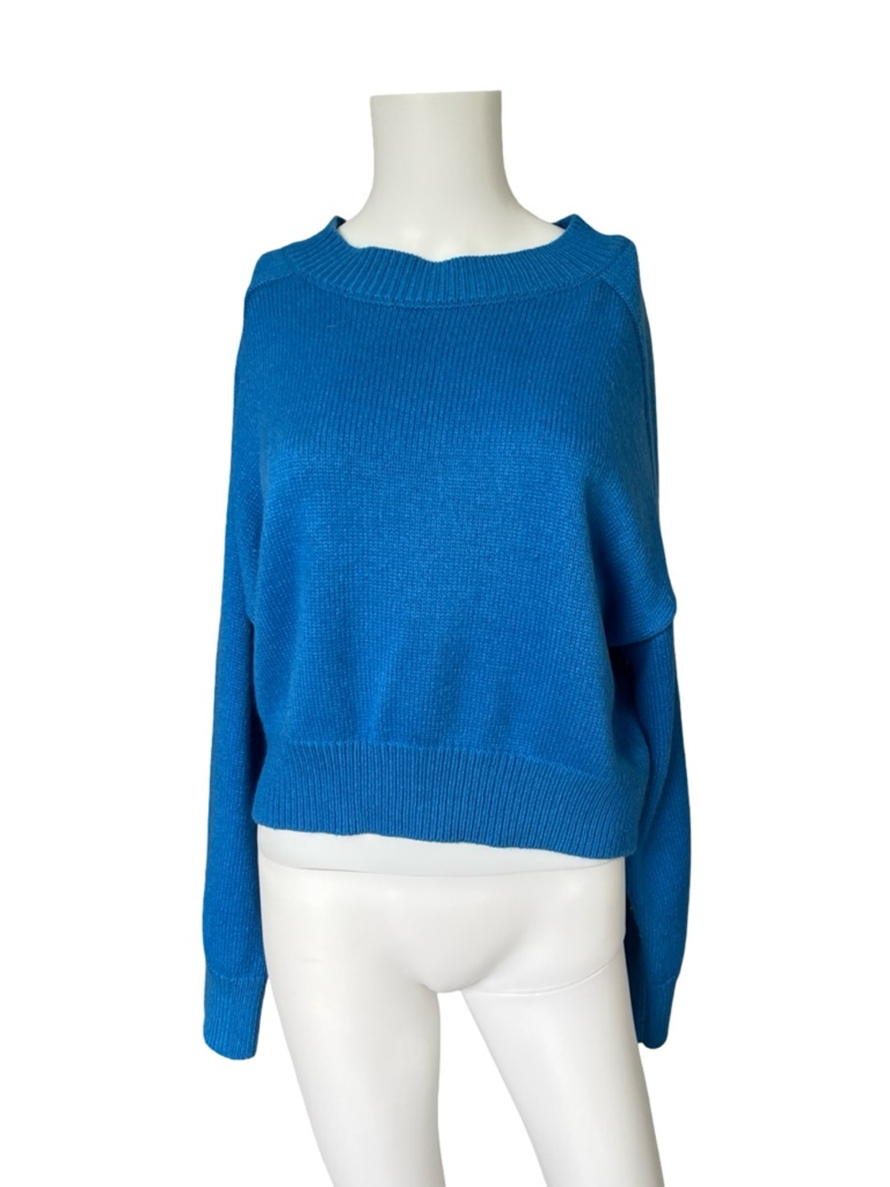 Yllw the Label Blue Knit Sweater Cropped Colorful Womens Size Medium